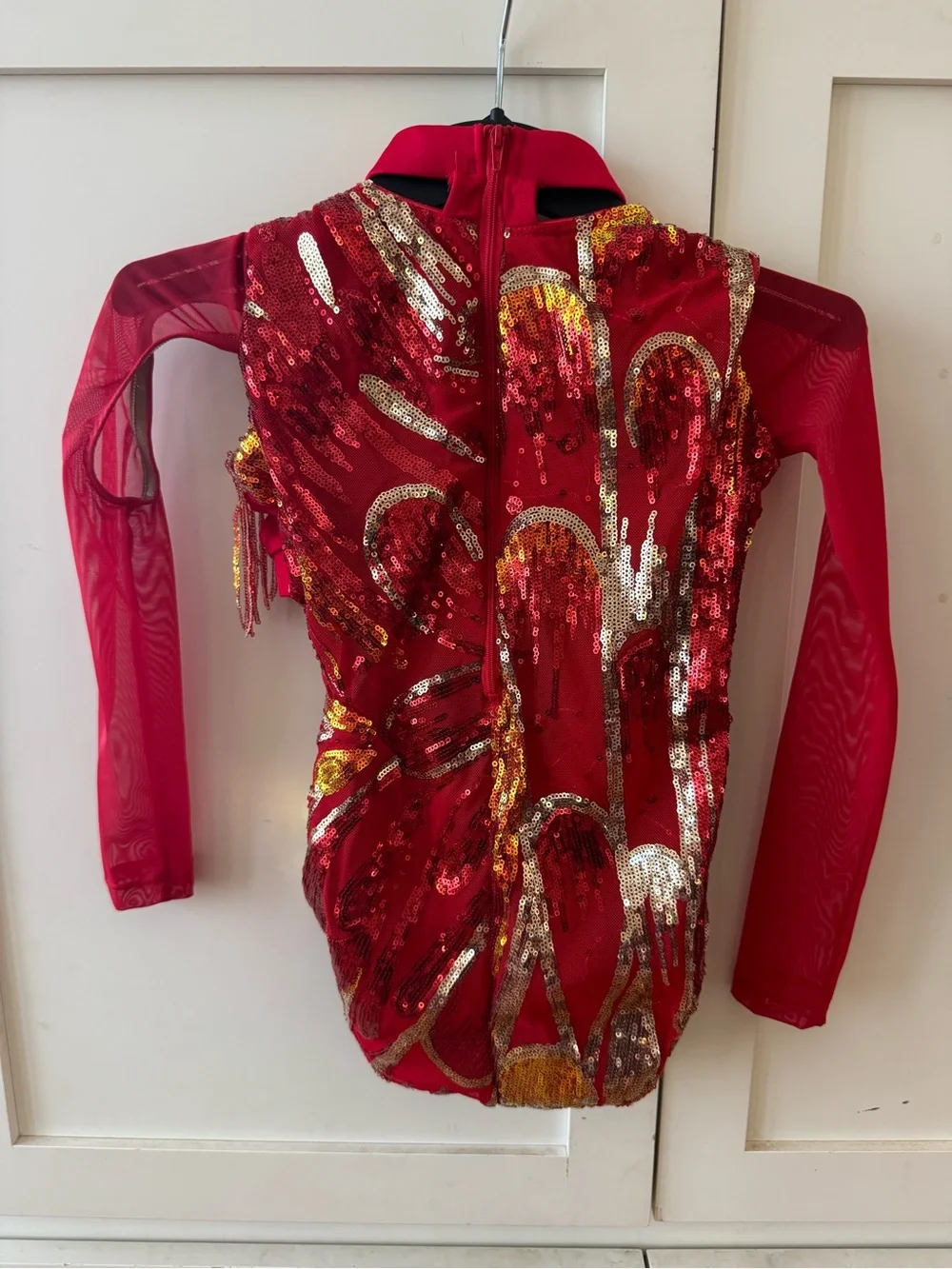 Revolution Red Kids One-Piece Leotard with Gold Fringe